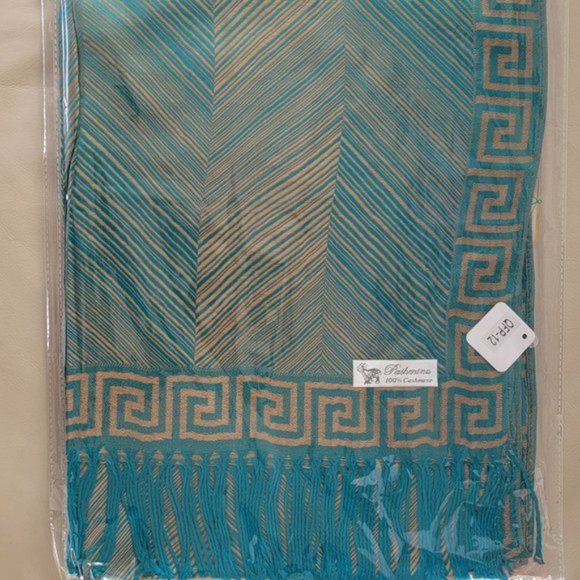 Greek Key Pashmina 100% Cashmere Women NEW - Picture 9 of 13